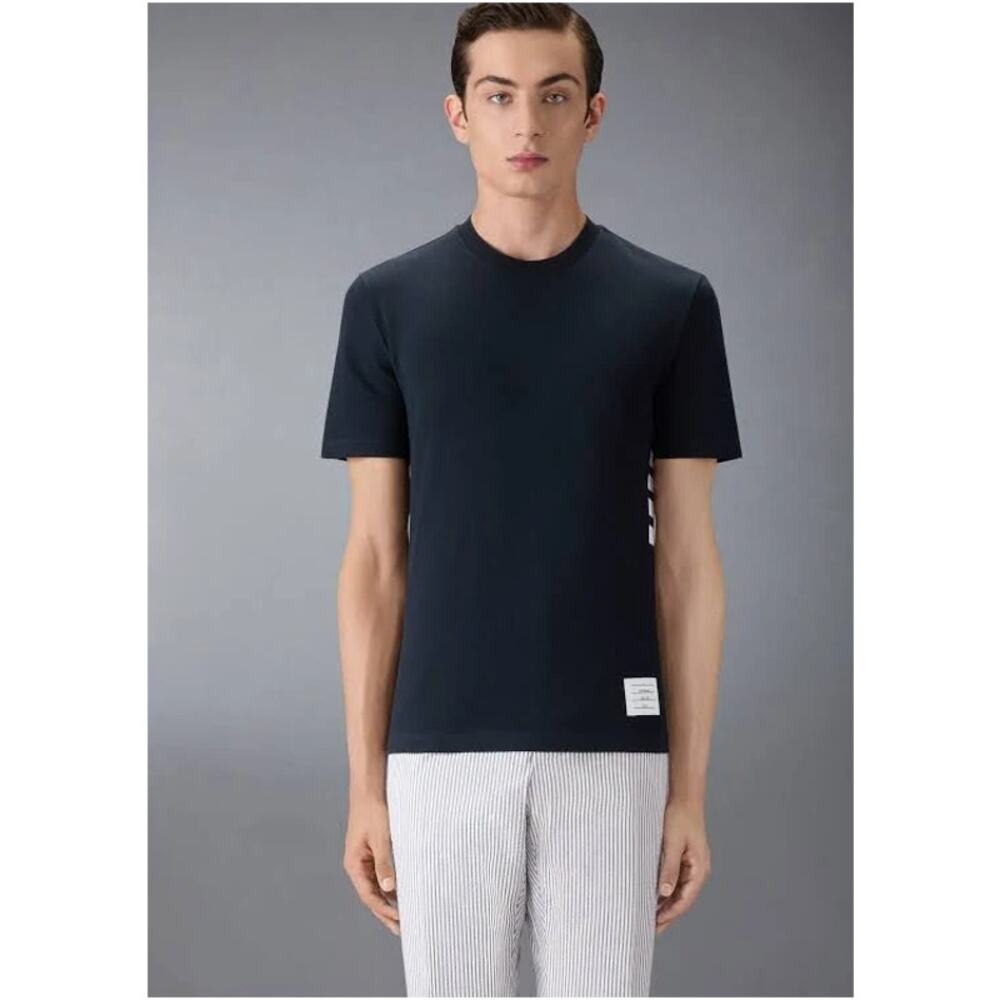 Thom Browne 4-Bar Tee Size 1 Navy Short Sleeve Shirt Made in Japan Authentic